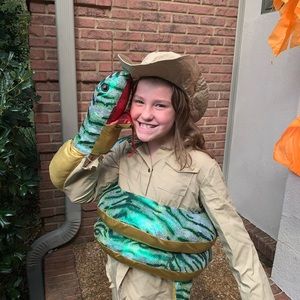 Jungle explorer with attached python snake costume